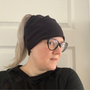 Elegant Black Ponytail Beanie
